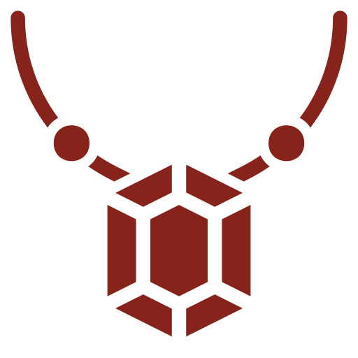 A stylized graphic of a dog tag with a geometric shape resembling a gift box or a cube attached.