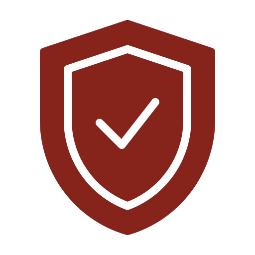 A shield with a checkmark in the center, symbolizing security or protection.