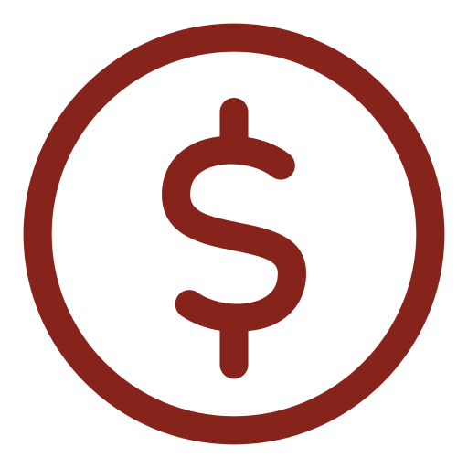 A red dollar sign inside a circle.