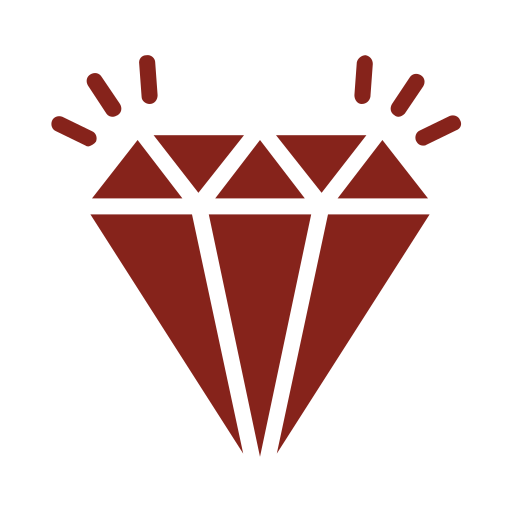 A stylized red diamond icon with triangle shapes and radiating lines at the top.