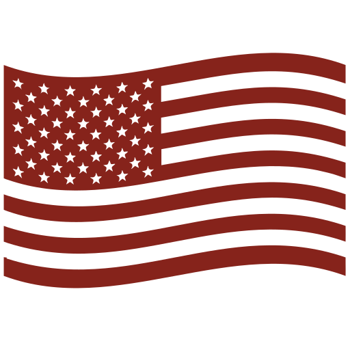 Stylized American flag with red and black stripes and black stars on a black background.