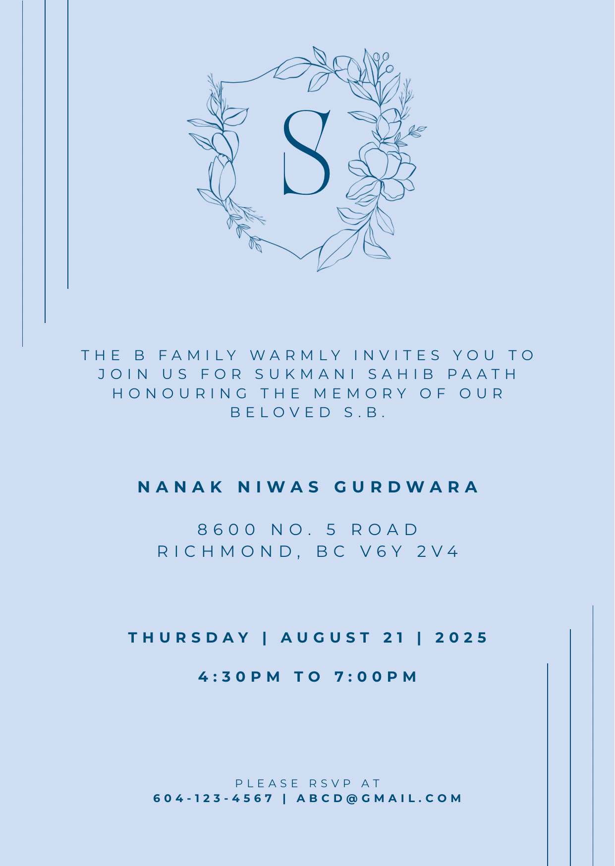 𝐇𝐨𝐧𝐨𝐮𝐫𝐞𝐝 𝐭𝐨 𝐜𝐫𝐞𝐚𝐭𝐞 𝐭𝐡𝐢𝐬 𝐝𝐞𝐞𝐩𝐥𝐲 𝐩𝐞𝐫𝐬𝐨𝐧𝐚𝐥 𝐢𝐧𝐯𝐢𝐭𝐚𝐭𝐢𝐨𝐧, 𝐜𝐞𝐥𝐞𝐛𝐫𝐚𝐭𝐢𝐧𝐠 𝐭𝐡𝐞 𝐥𝐢𝐟𝐞 𝐚𝐧𝐝 𝐦𝐞𝐦𝐨𝐫𝐲 𝐨𝐟 𝐚 𝐛𝐞𝐥𝐨𝐯𝐞𝐝 𝐟𝐚𝐭𝐡𝐞𝐫 💙
The design draws inspiration from his favourite colour