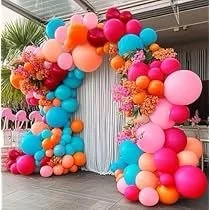 Hot Pink Blue Orange Balloon Garland.jpg