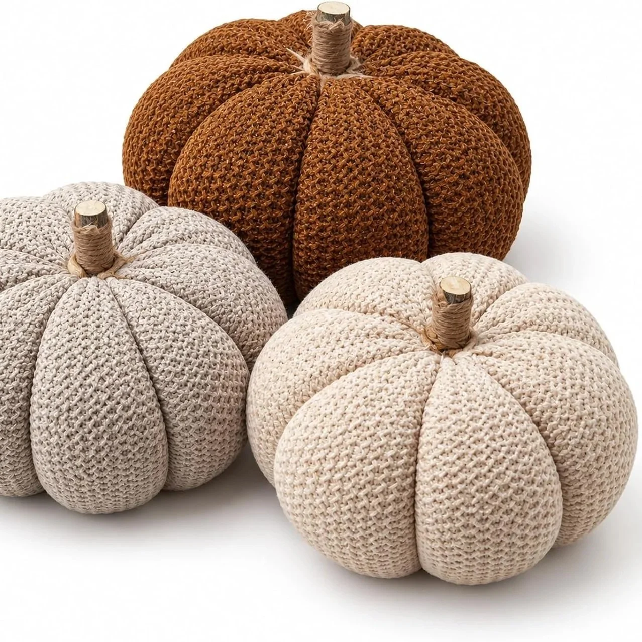 3 Pack Large Handmade Chenille Pumpkins