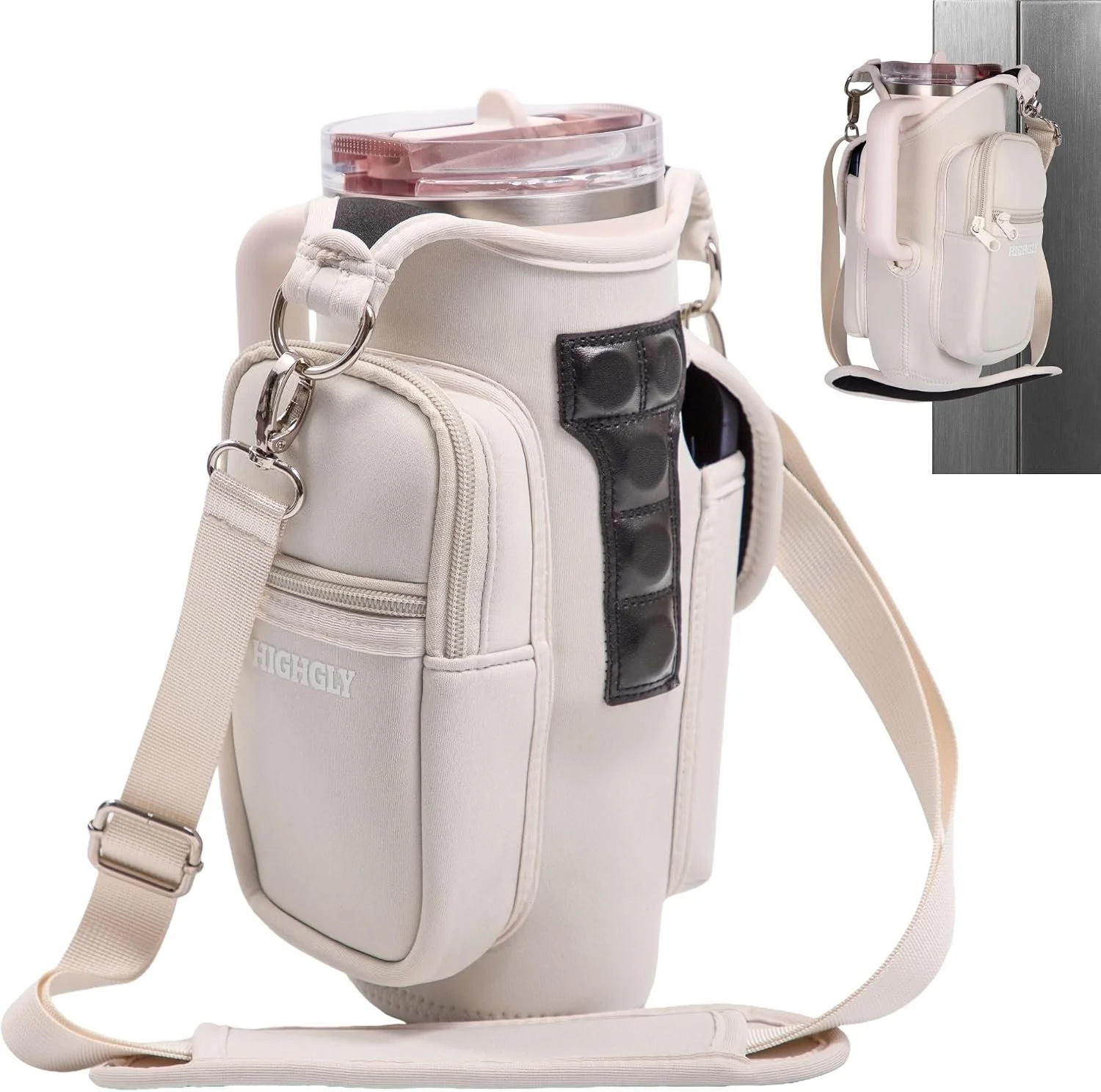 Magnetic Gym Water Bottle Bag for Stanley & Owala 30-40 oz