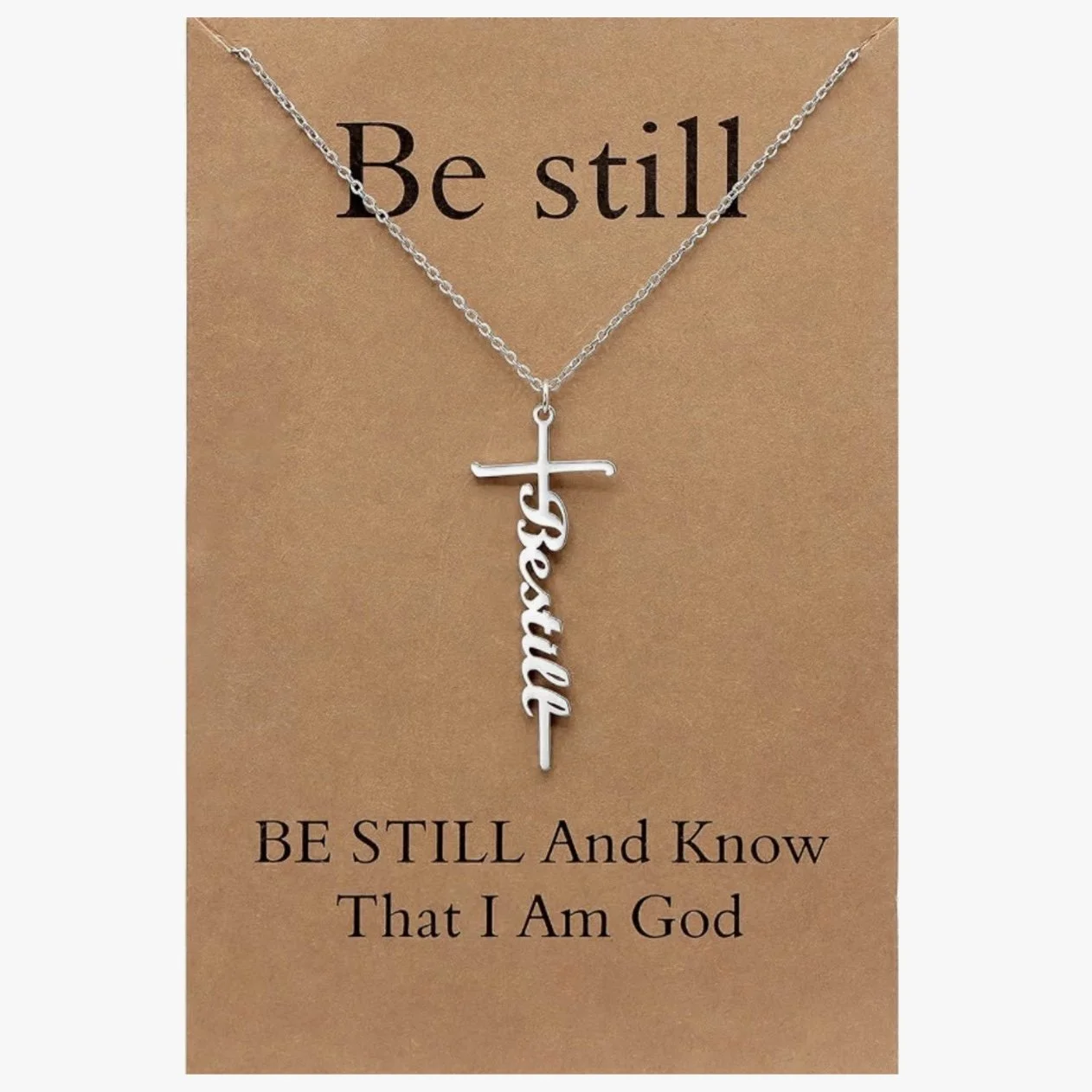 Faith Cross Pendant Necklace, Different Word Options