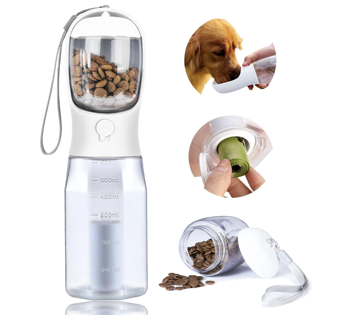 Dog Water Bottle Dispenser with Food Container