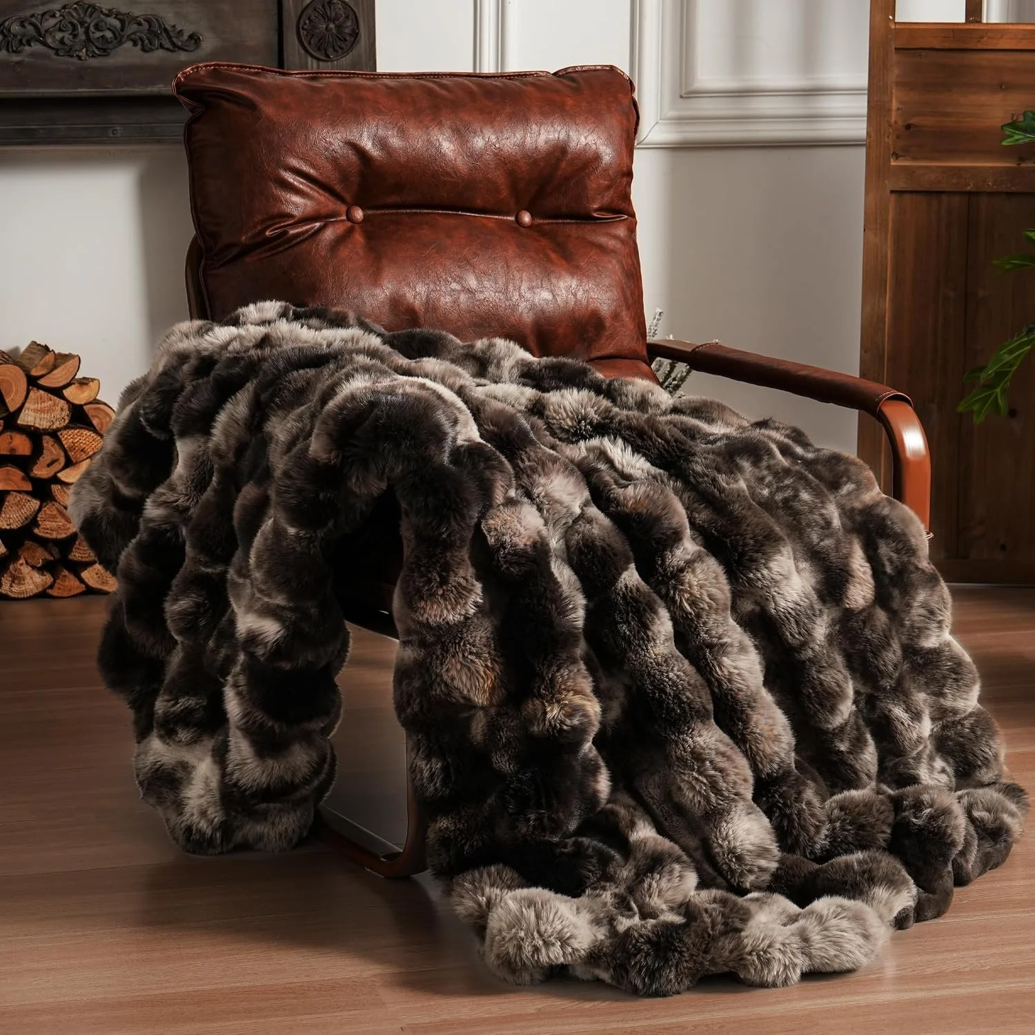 Fluffy Faux Fur Throw Blanket for Couch
