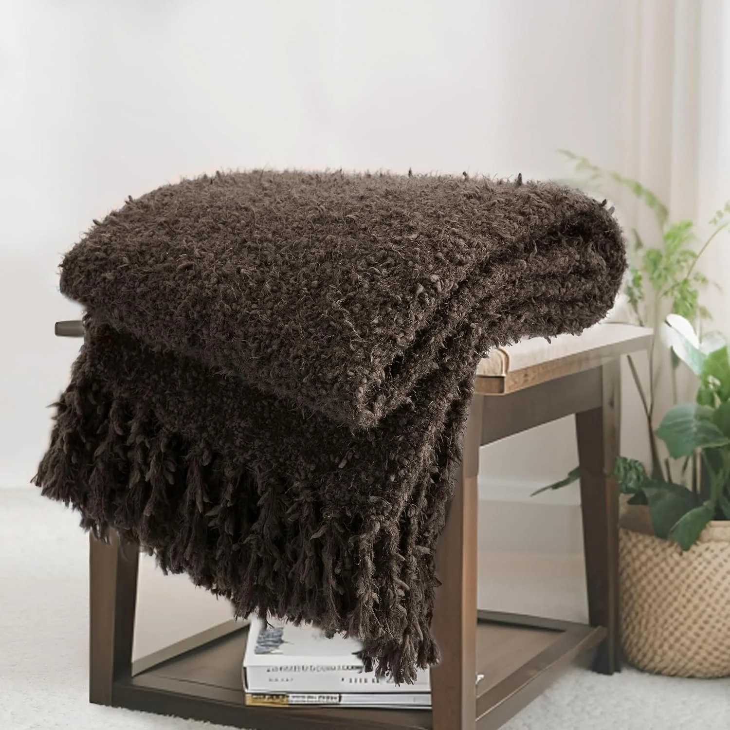 CloudDwelling Soft Knit Throw Blanket for Couch with Tassels 50"x60" 