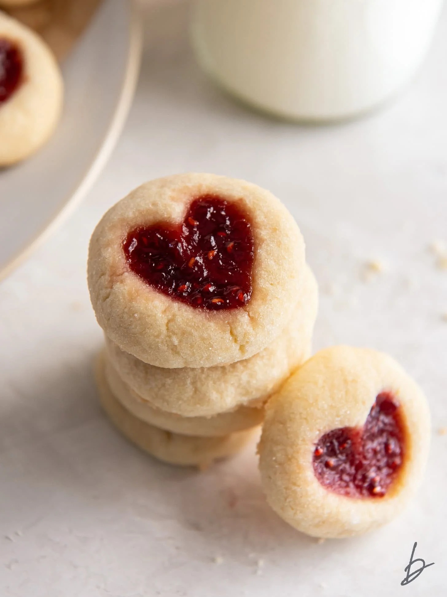 Strawberry Heart Shaped Thumbprint Cookies ~ Seasonal ~