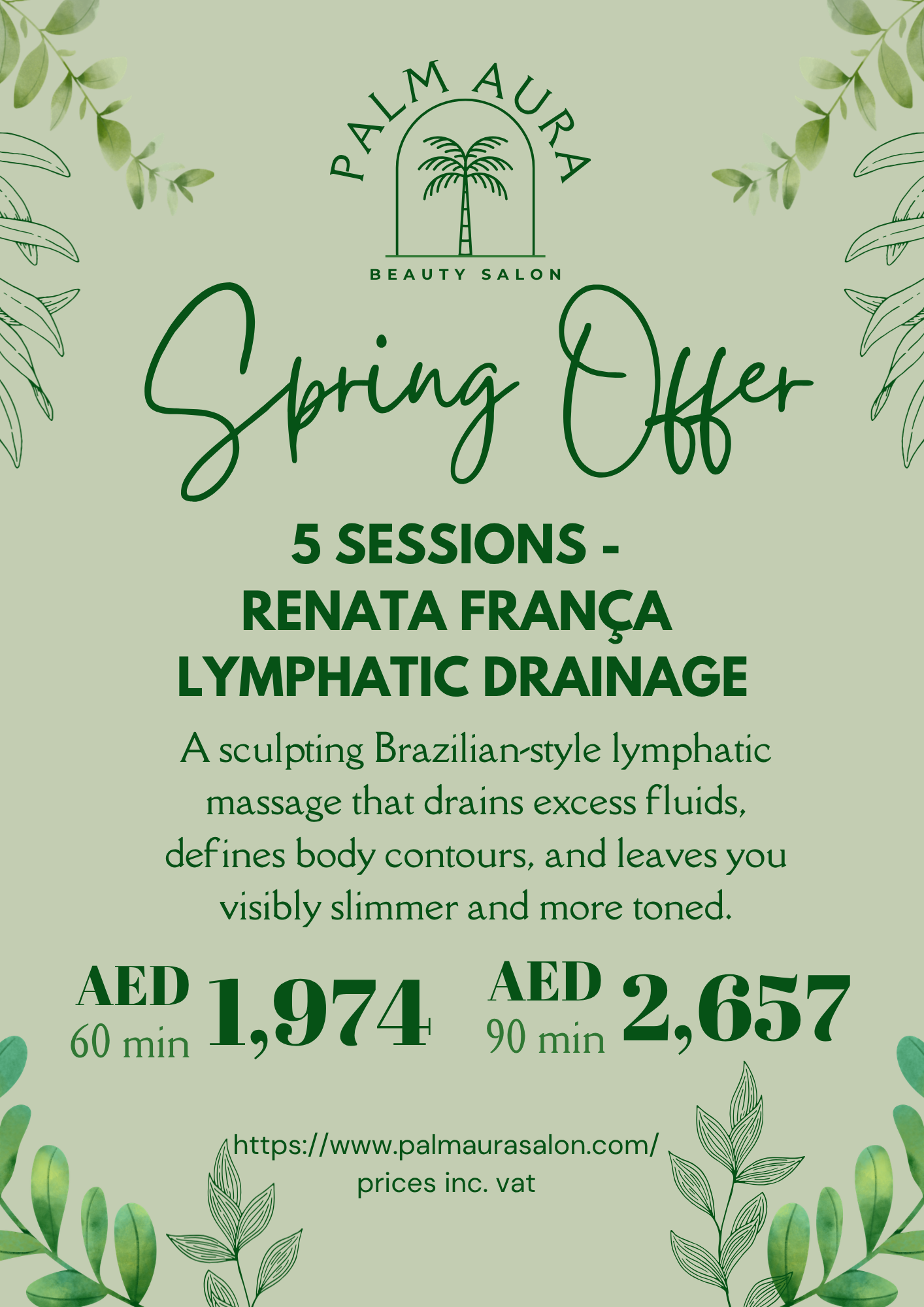 5 sessions Renata Franca Lymphatic Drainage massage in Dubai and Abu-Dhabi