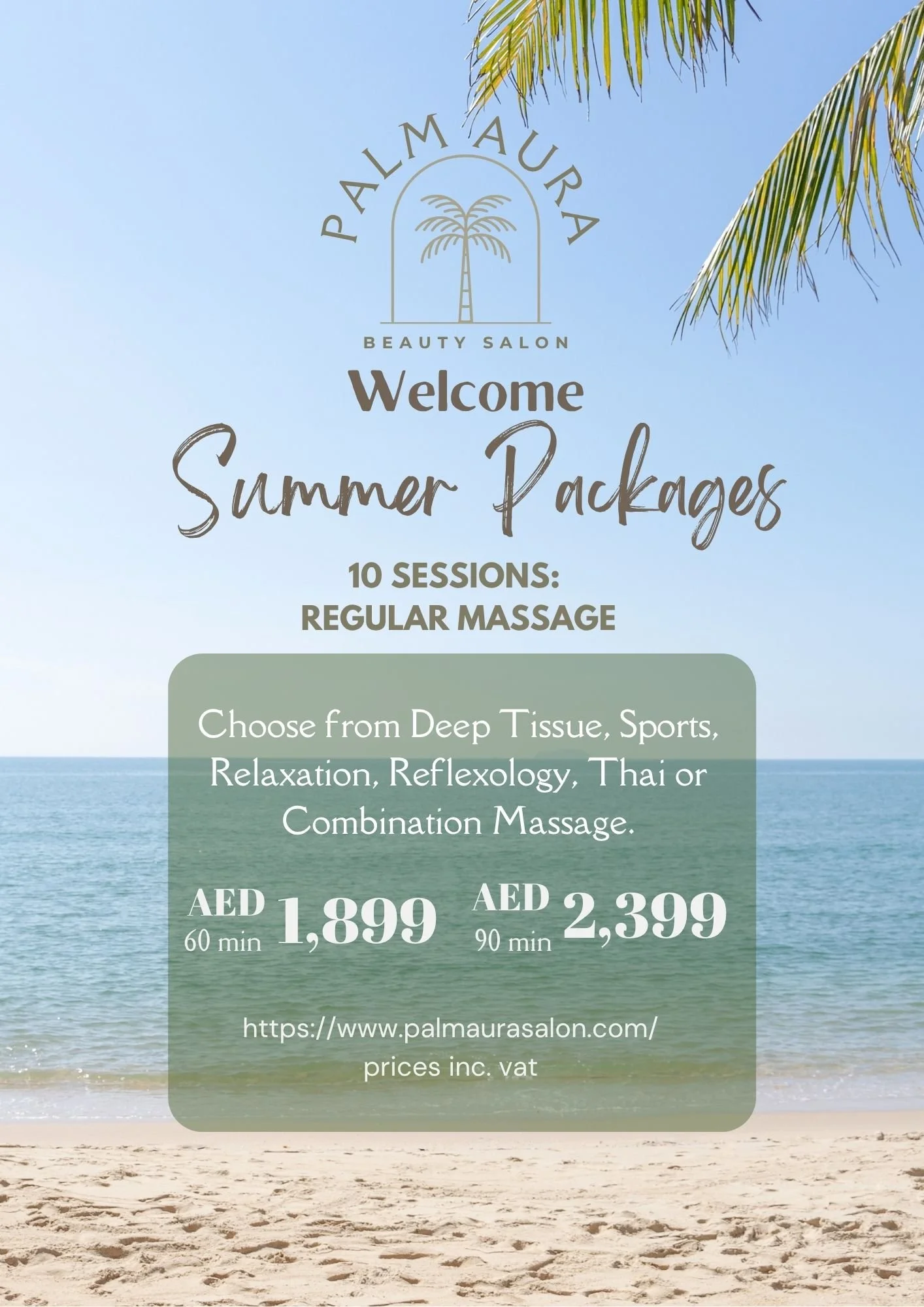 Regular massage summer package Deep Tissue Relaxation Reflexology Arometherapy Sports