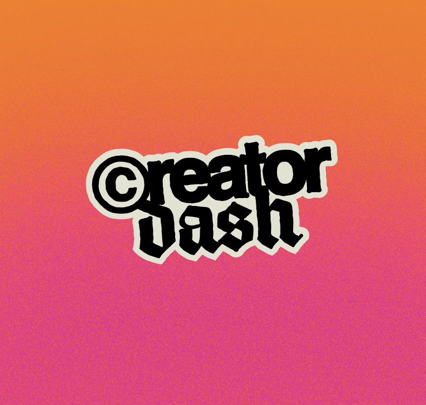 Gradient background transitioning from orange at the top to pink at the bottom with black and white text reading 'Creator Clash' in graffiti style.