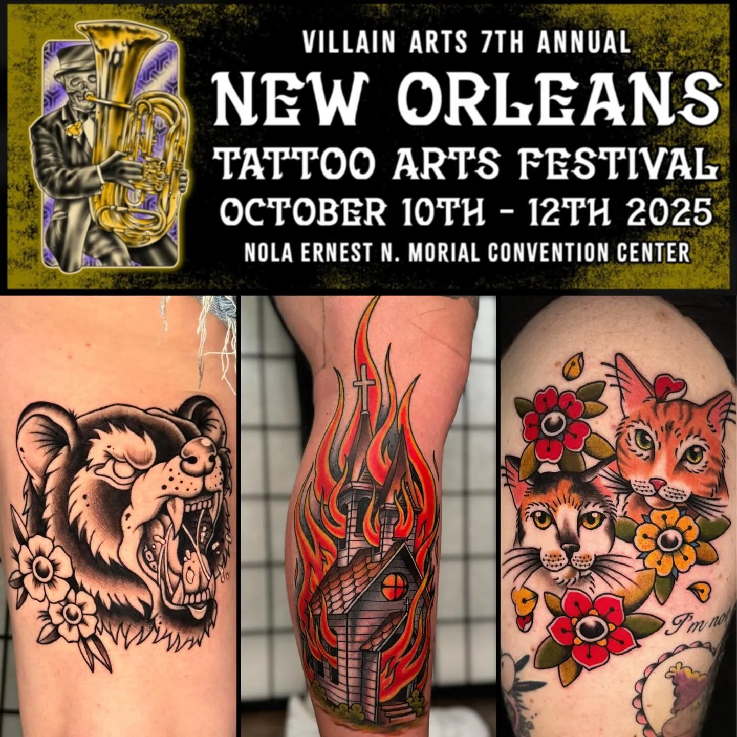 ‼️Hey everyone‼️
I will be attending the New Orleans @villainarts tattoo festival, the weekend of Oct 10th-12th.
I will be there with the awesome @livitattoos 
👆 Don&rsquo;t forget to check out her work too 👆
If you&rsquo;re is interested in bookin