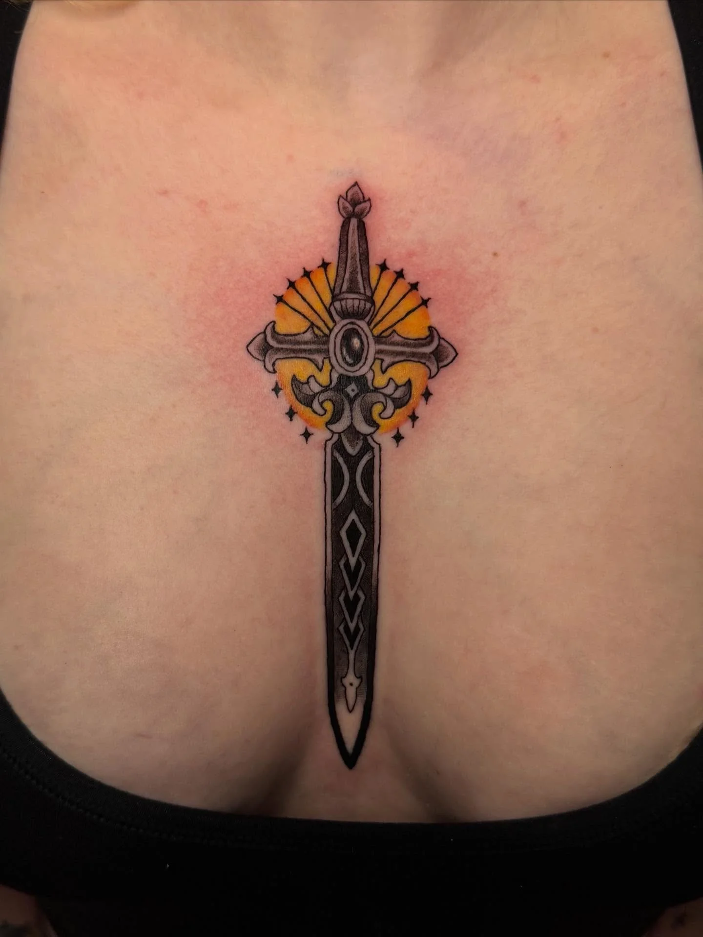 🗡️ Neo-trad dagger 🌞 
I had so much fun with this one, would love to do more like it.
‼️ Booking for January &amp; February ‼️
DM or Email to book