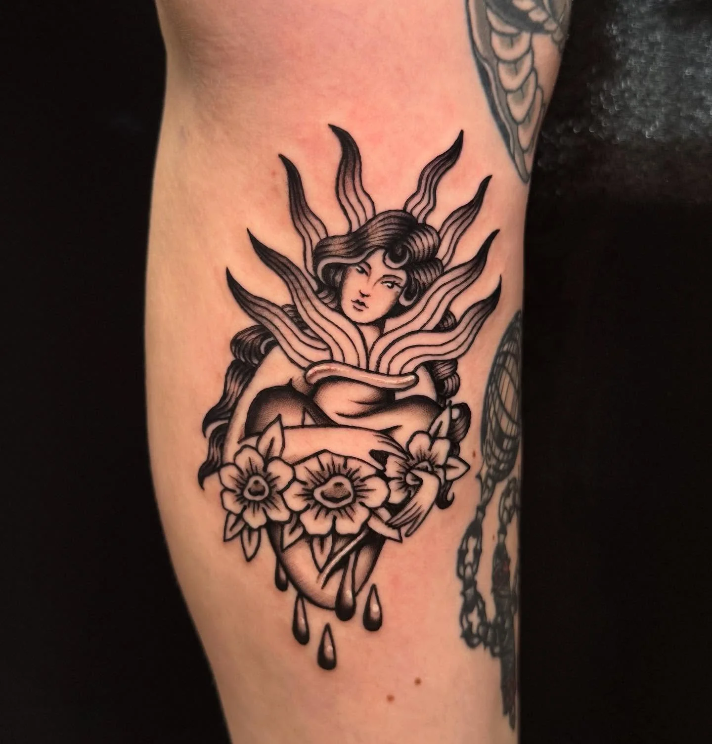 Sacred heart lady picked from my available flash 💥
So happy I got to tattoo her! Thank you Ellie for grabbing this baddie
&bull;
I have plenty more flash to look through on my &ldquo;AVAILABLE&rdquo; highlight on my profile page, GO CHECK IT OUT!
✨B