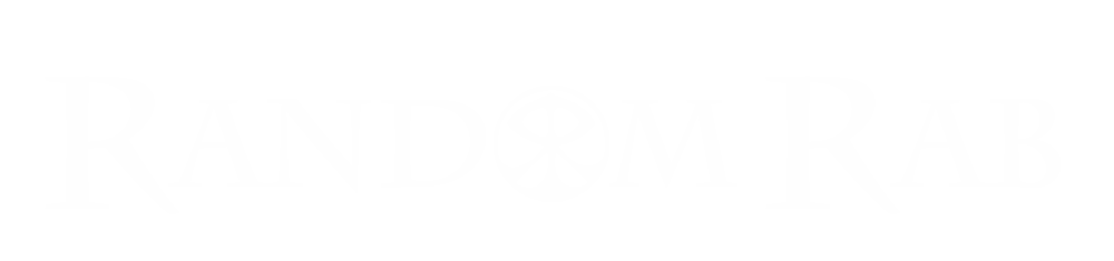 Text reading 'RANDOM RAB' with a stylized spade symbol replacing the letter 'O' in the word 'RANDOM'.
