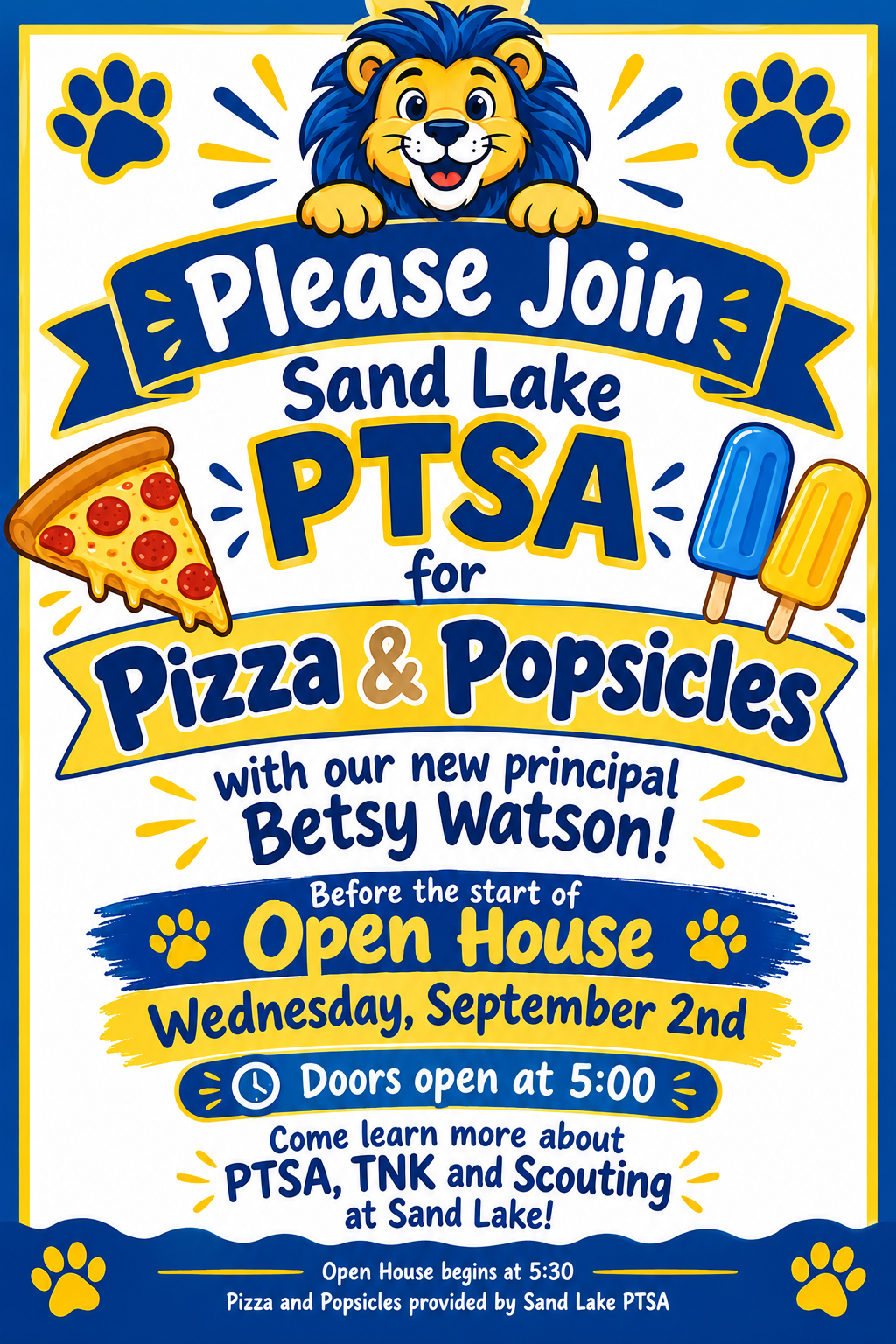 Popsicles and Pizza Before Open House