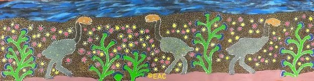 Joy Turner - Mega Fauna waking near bush medicine plants