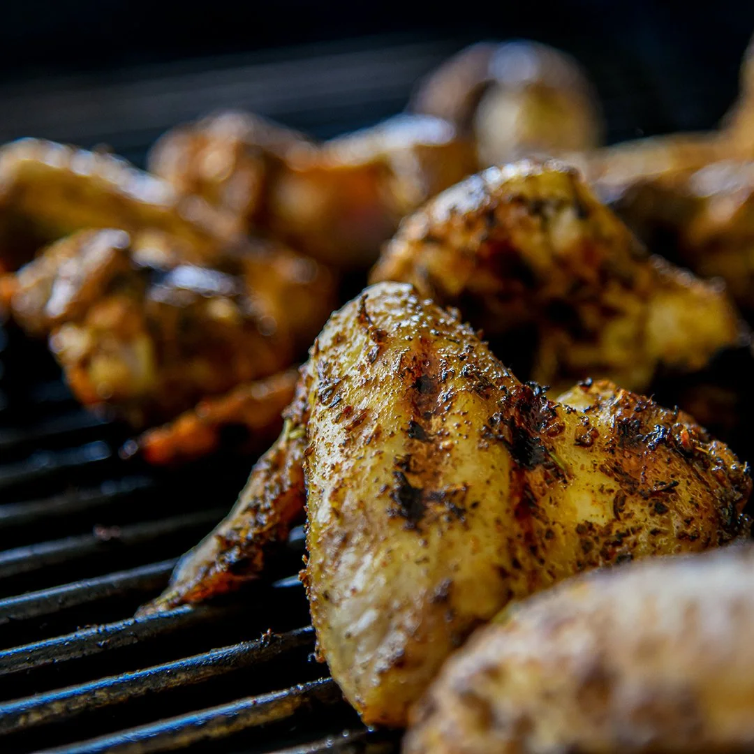 Chicken wings on a grill
