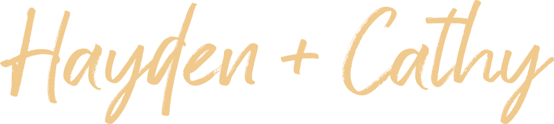 A signature of Cathy and Hayden's names