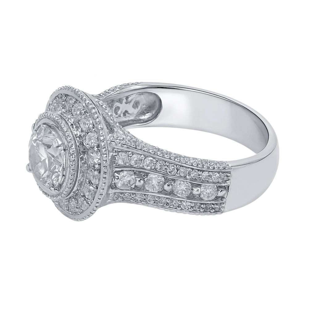 White Gold Diamond and Moissanite Ring  Name