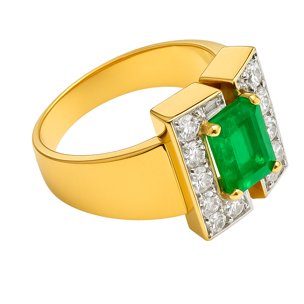 Design by Cavelti, Emerald & Diamond Statement Ring