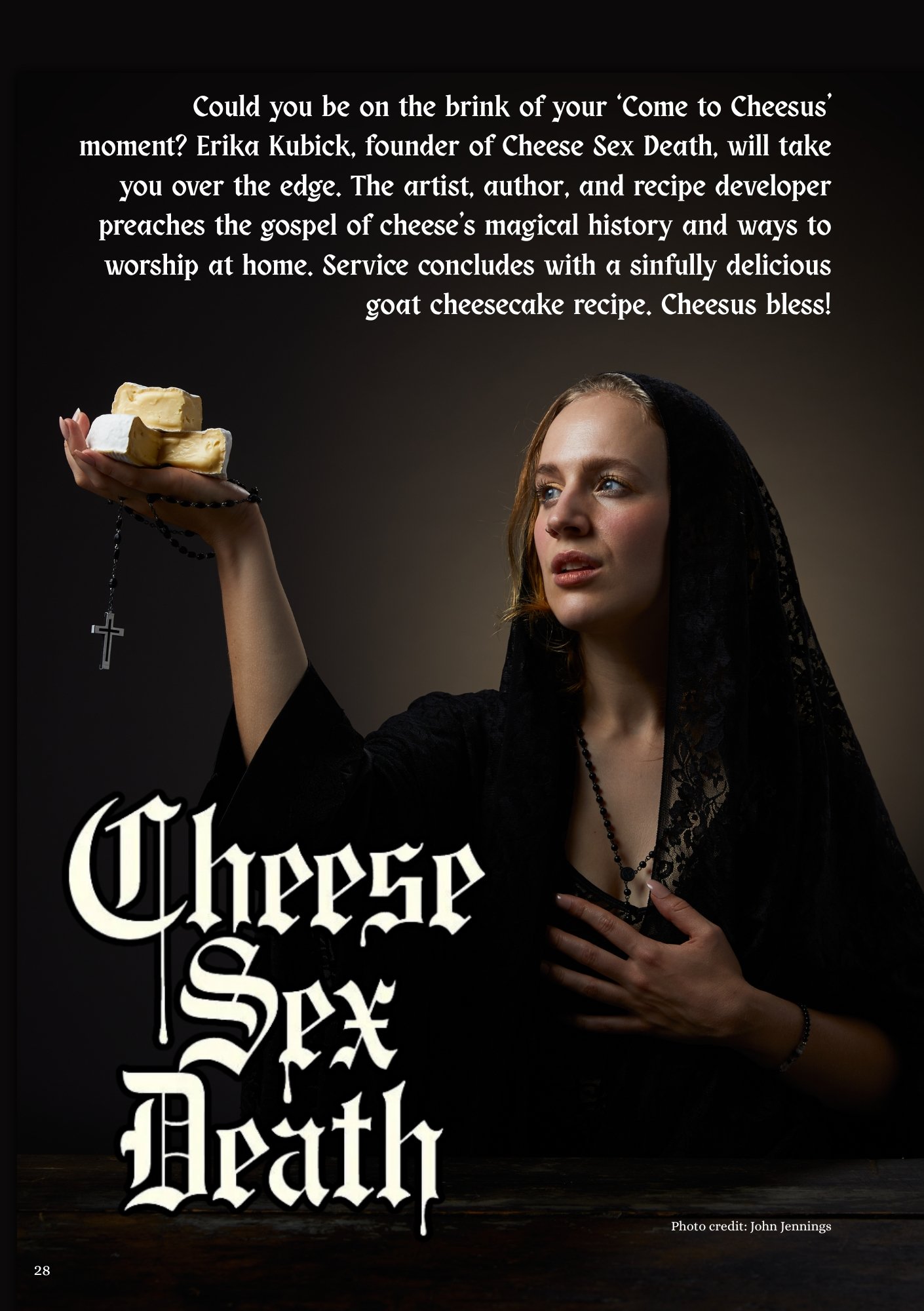 screenshot of the first page of the cheese sex death interview