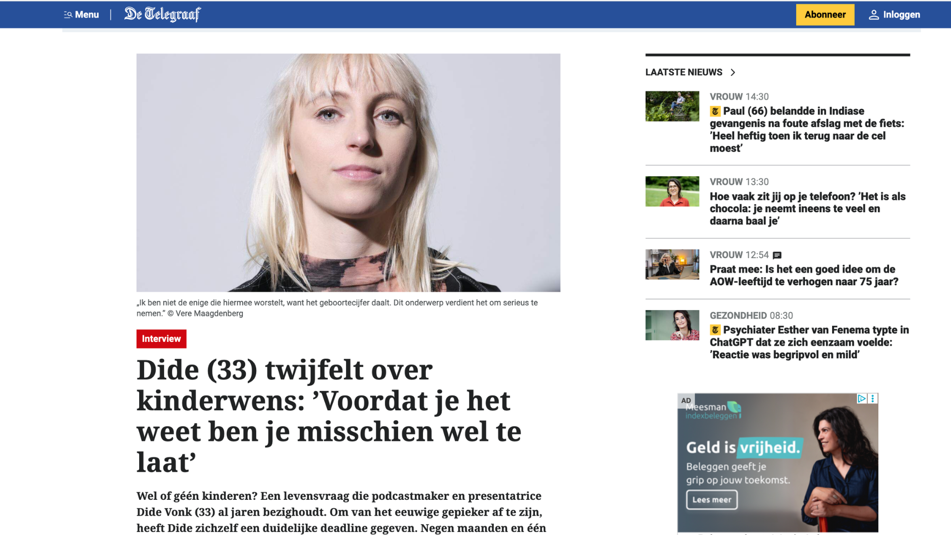 Publicatie over De Eierwekker in De Telegraaf