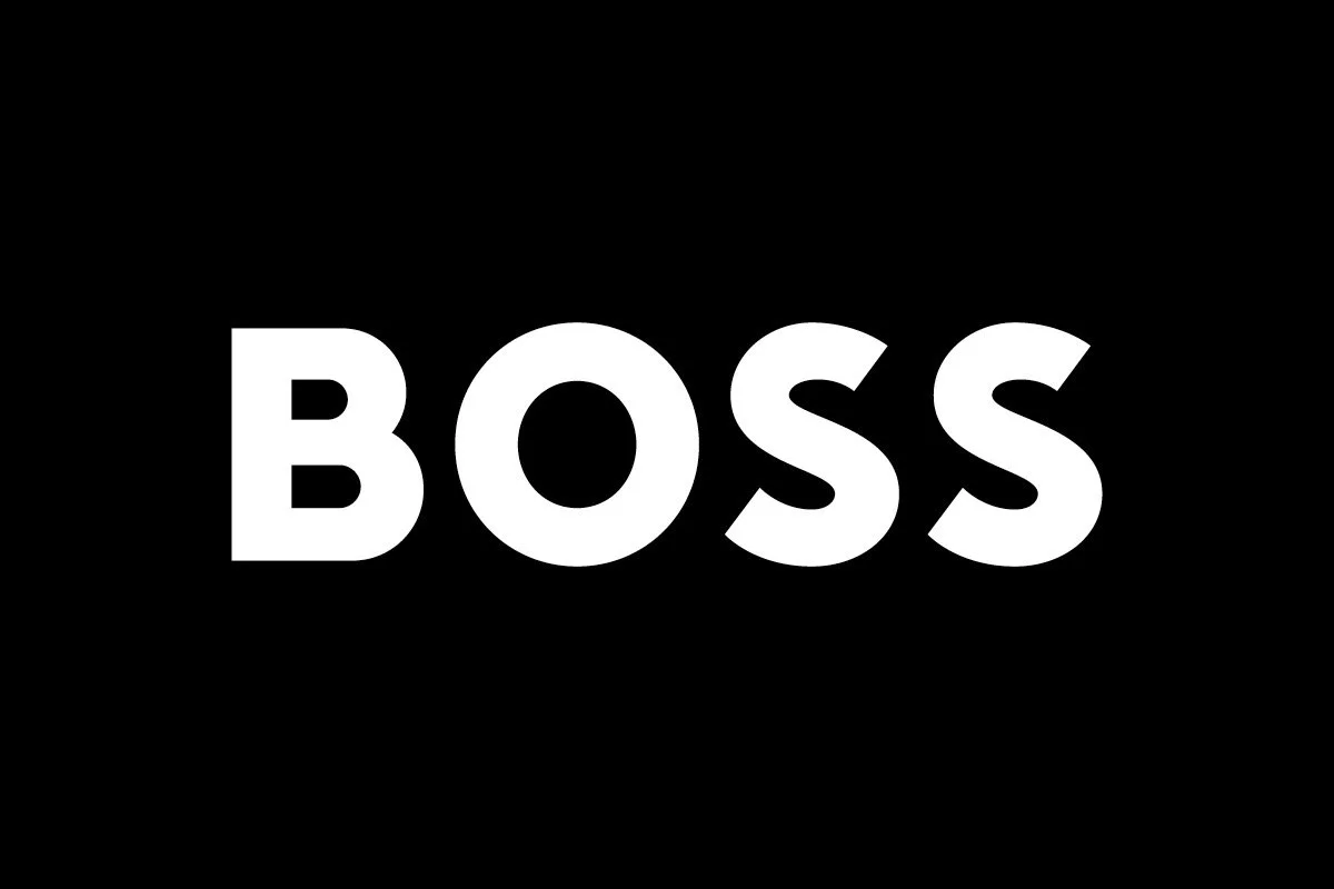 Black background with the word "BOSS" in large white uppercase letters centered.