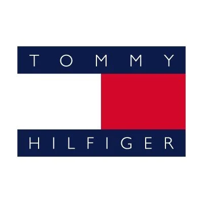 Tommy Hilfiger logo with navy blue, red, and white colors.