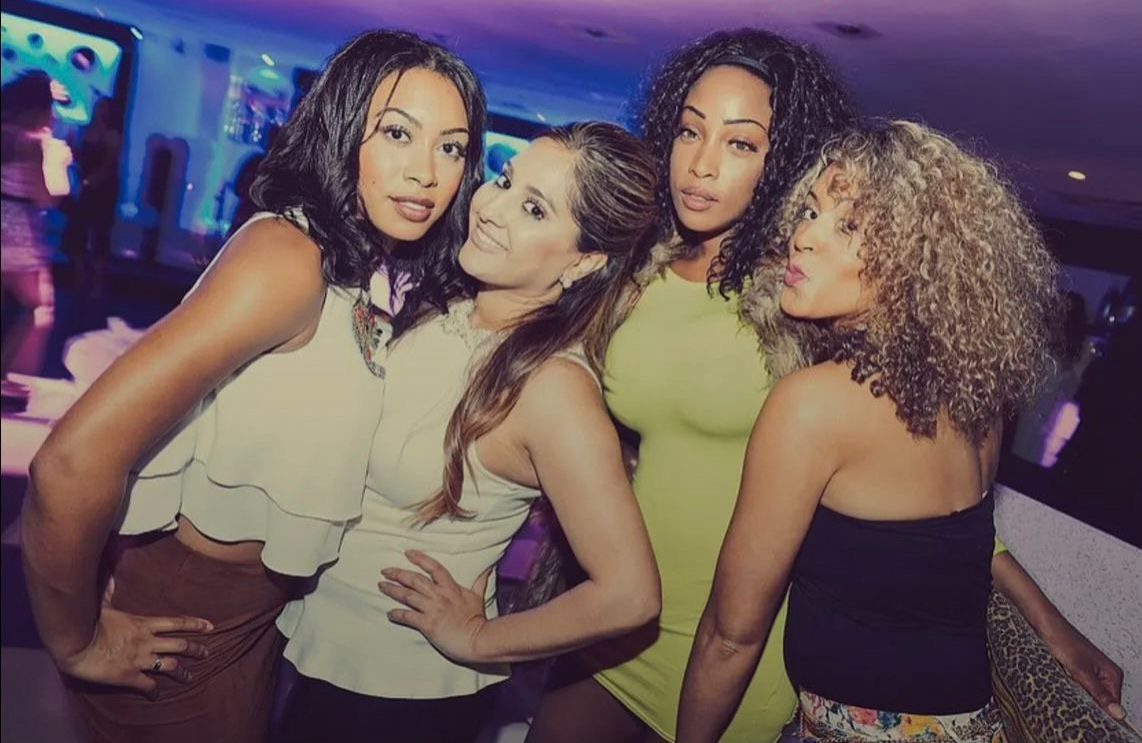 A group of female friends together at a club night in Leeds