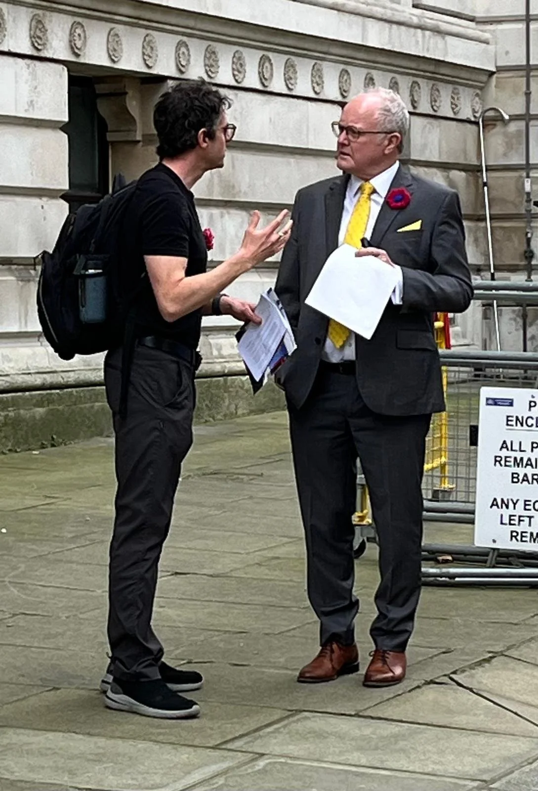 Matthew talking to Clive Jones MP