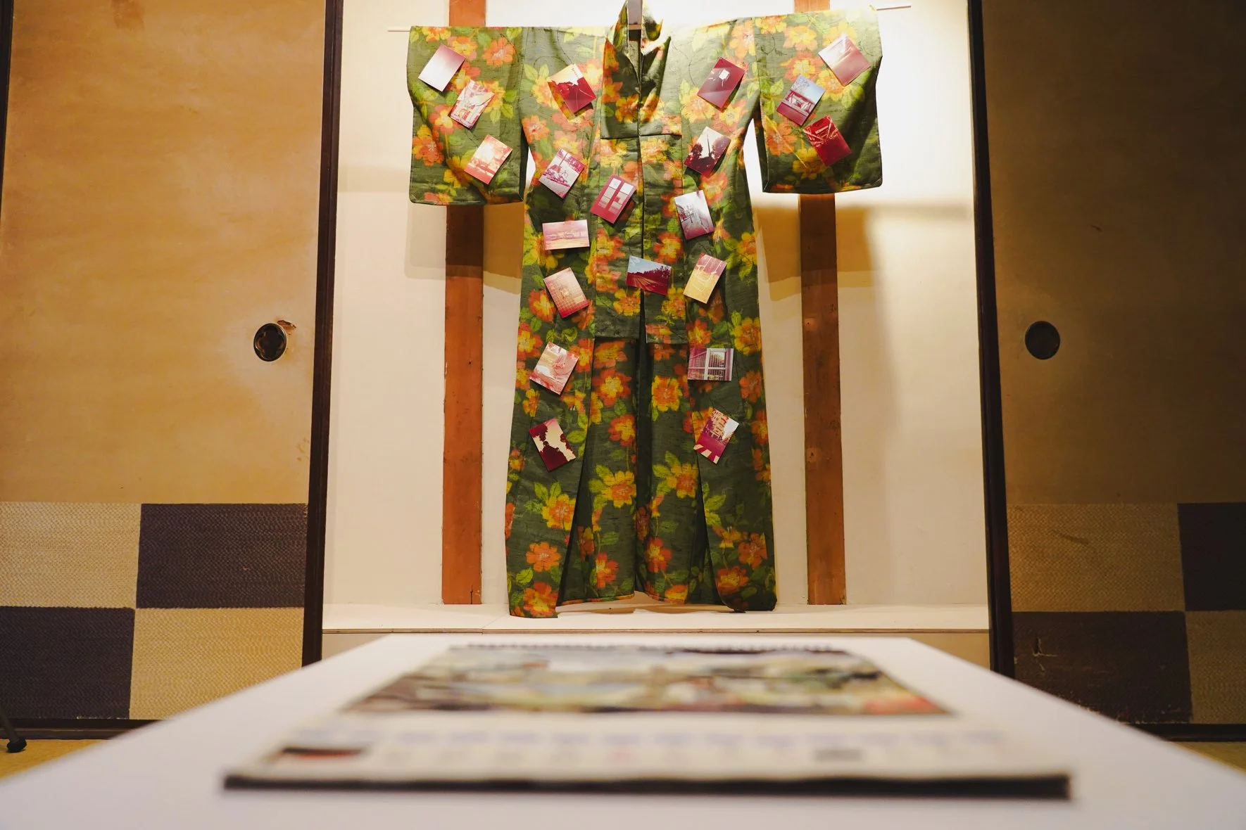 Body territory / Cuerpo territorio, 2025. Installation. Found kimono intervened with analog photographs. Photo: Hanako Nakane (c)