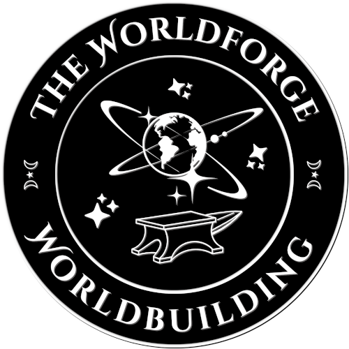 Badge which reads: The Worldforge - Worldbuilding
