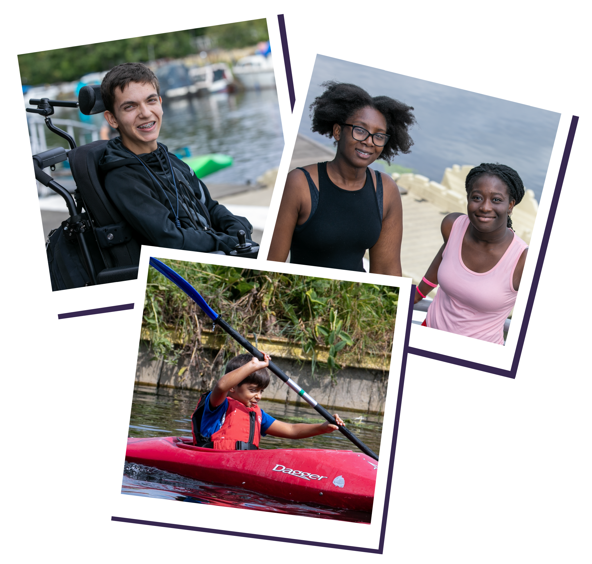 Three images showing young people enjoying activities at Hackney Short Breaks
