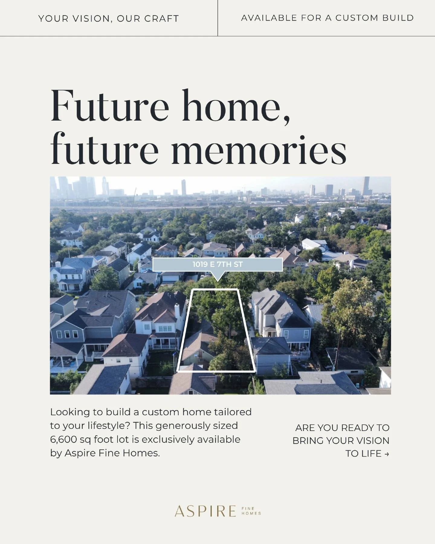 A rare opportunity in one of Houston&rsquo;s most sought-after neighborhoods.

This quiet street in The Heights offers the perfect canvas to bring your dream home to life.

Contact us today and explore what&rsquo;s possible with Aspire.
.
.
.
.
.

#l