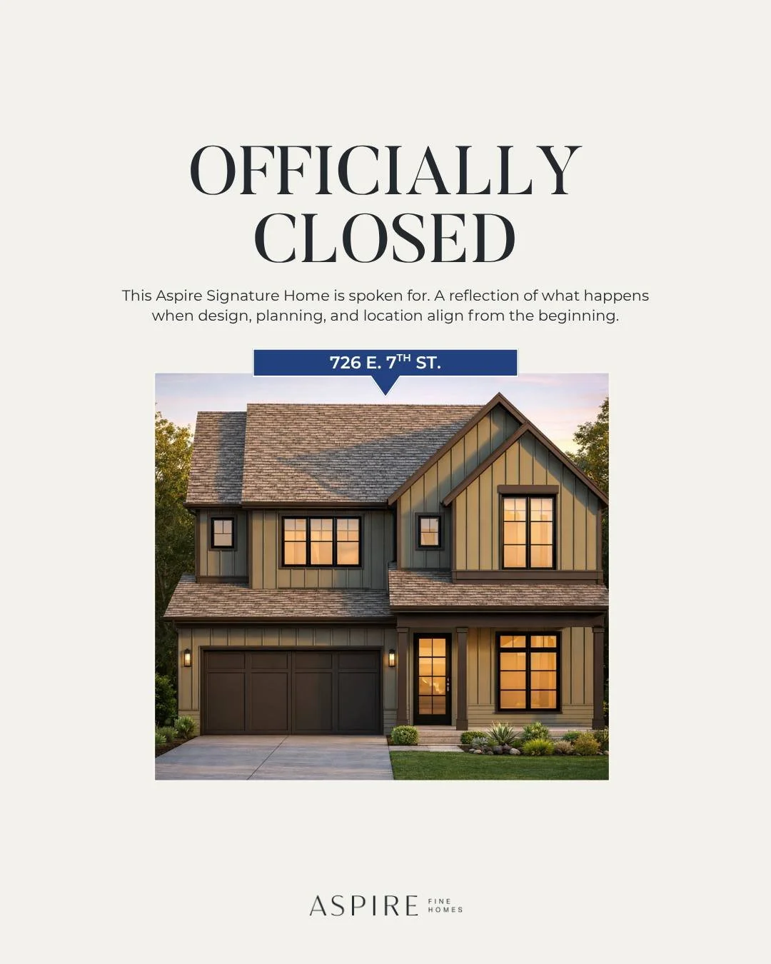 A successful Signature Home has closed.

Homes like this don&rsquo;t stay available for long. Thoughtful planning, strong locations, and a clear process tend to move quickly.

If you&rsquo;re considering a Signature Home, we have more opportunities c