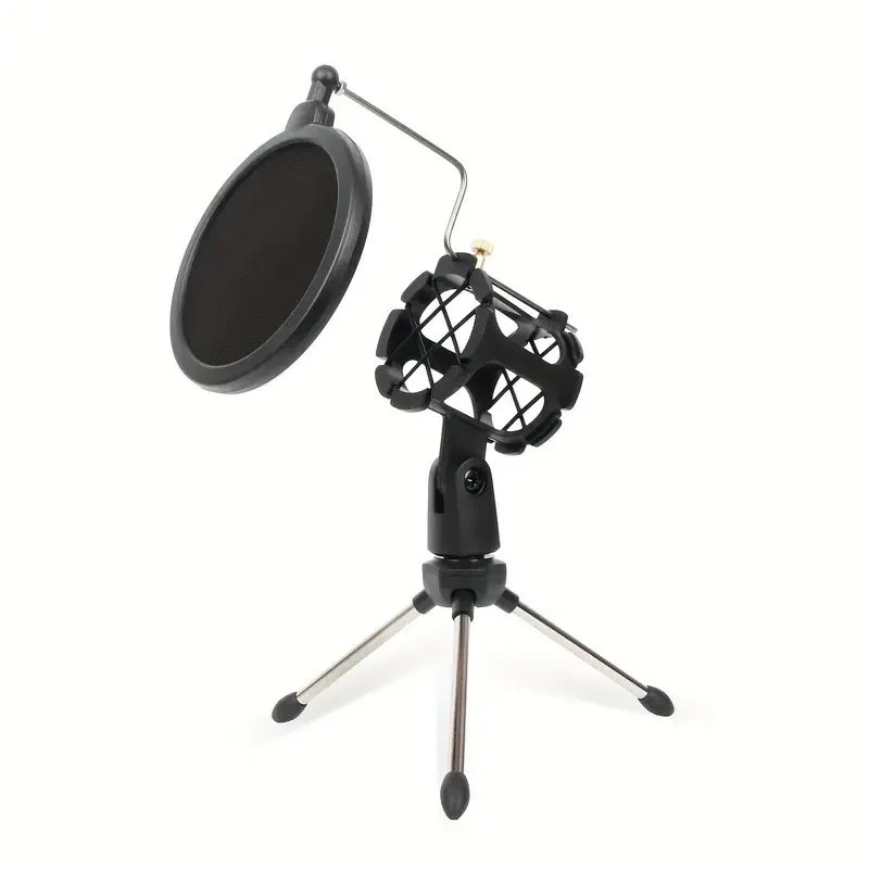DEPUSHENG Adjustable Desktop Microphone Stand + Pop Filter