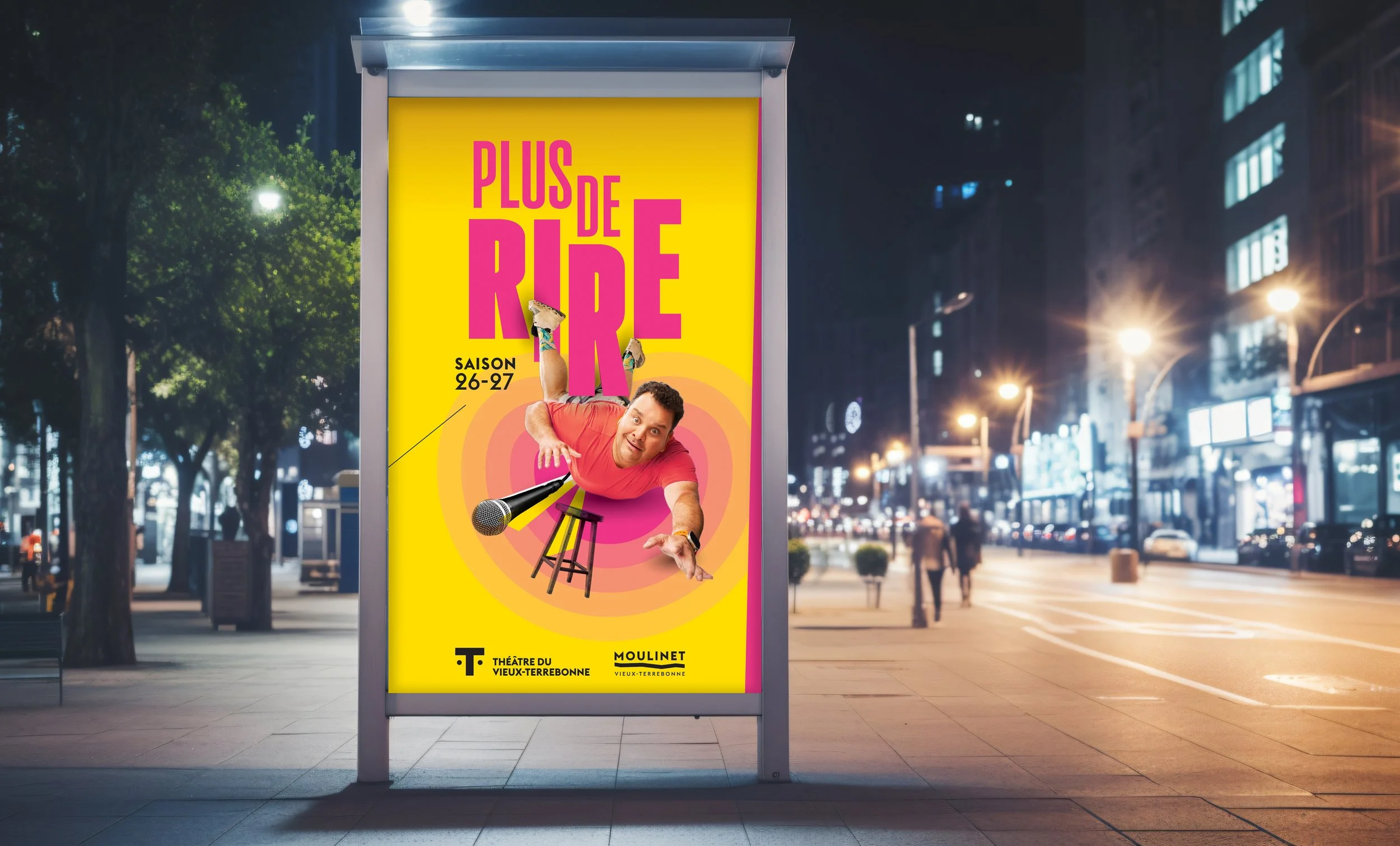 La nouvelle société Théâtre du Vieux-Terrebonne Moulinet Création Campagne publicitaire saison 2026 - 2027 Plus de Wow Affiche artiste Philippe Laprise