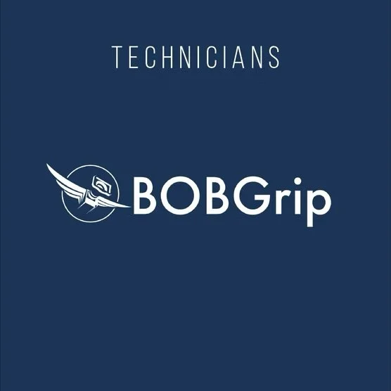 Logo displaying the word 'TECHNICIANS' at the top, a circular emblem with a stylized bird and a wing, and the text 'BOBGrip' in bold.