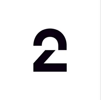 Number 2 printed in black on a white background