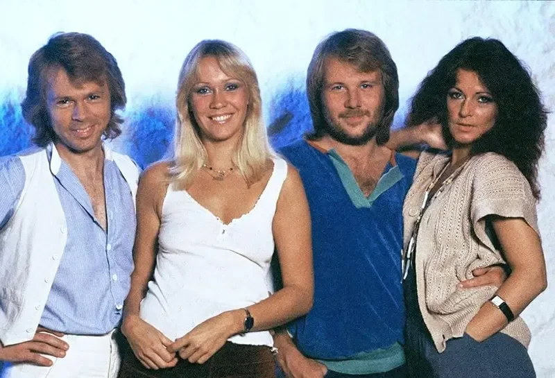Promotional image of ABBA from the 1970s, representing pop music and cultural memory
