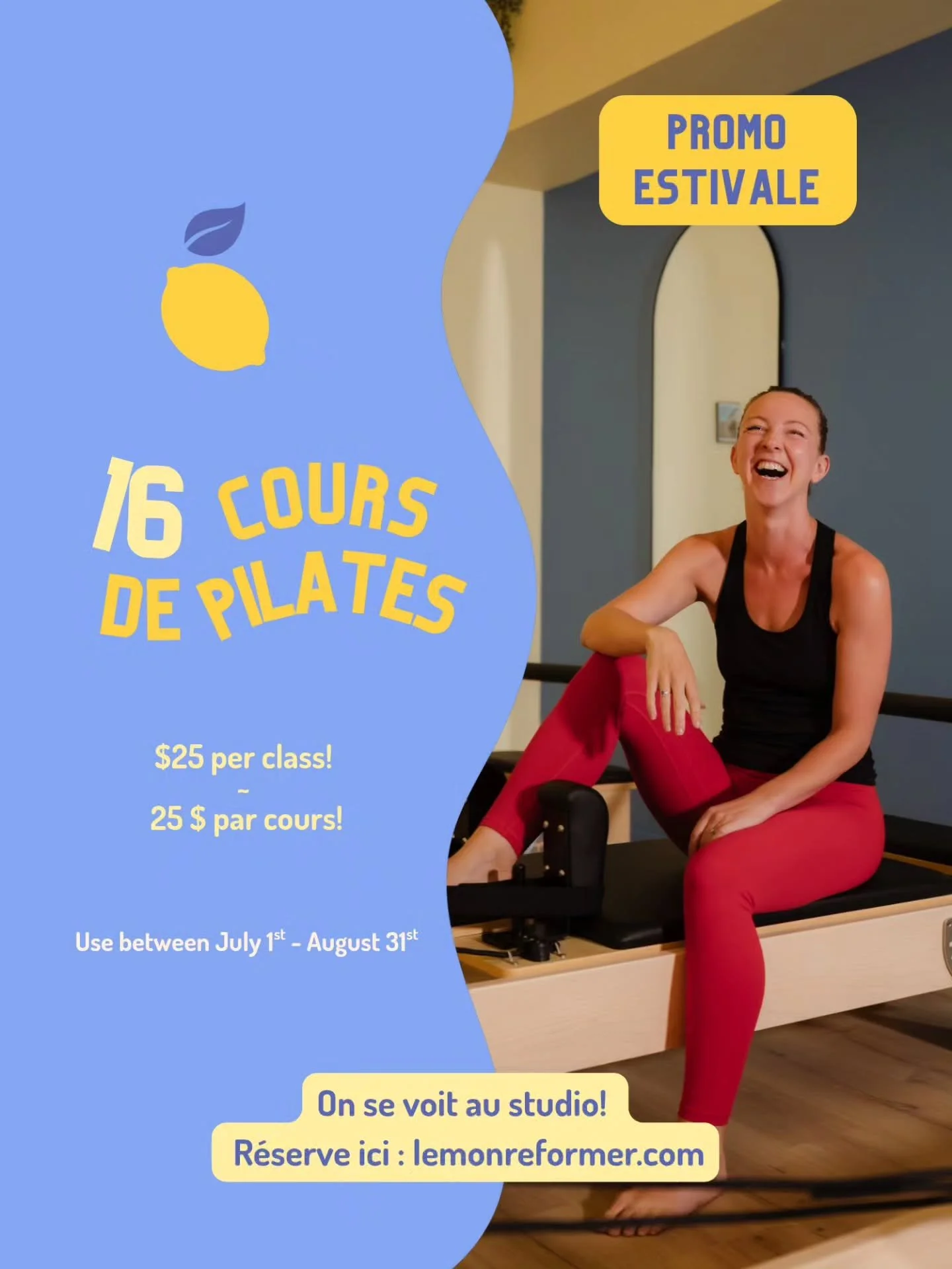 Summer pilates?! ☀️ MAIS OUI! 
Don't miss this zesty deal - just $25 per class - 25 $ par cours ! 😲

Grab the promo before it's gone 👉 https://www.lemonreformer.com/prix

#reformerpilates #pilatesndg #ndgpilatesstudio #mtlpilatesstudio #ndgfitness