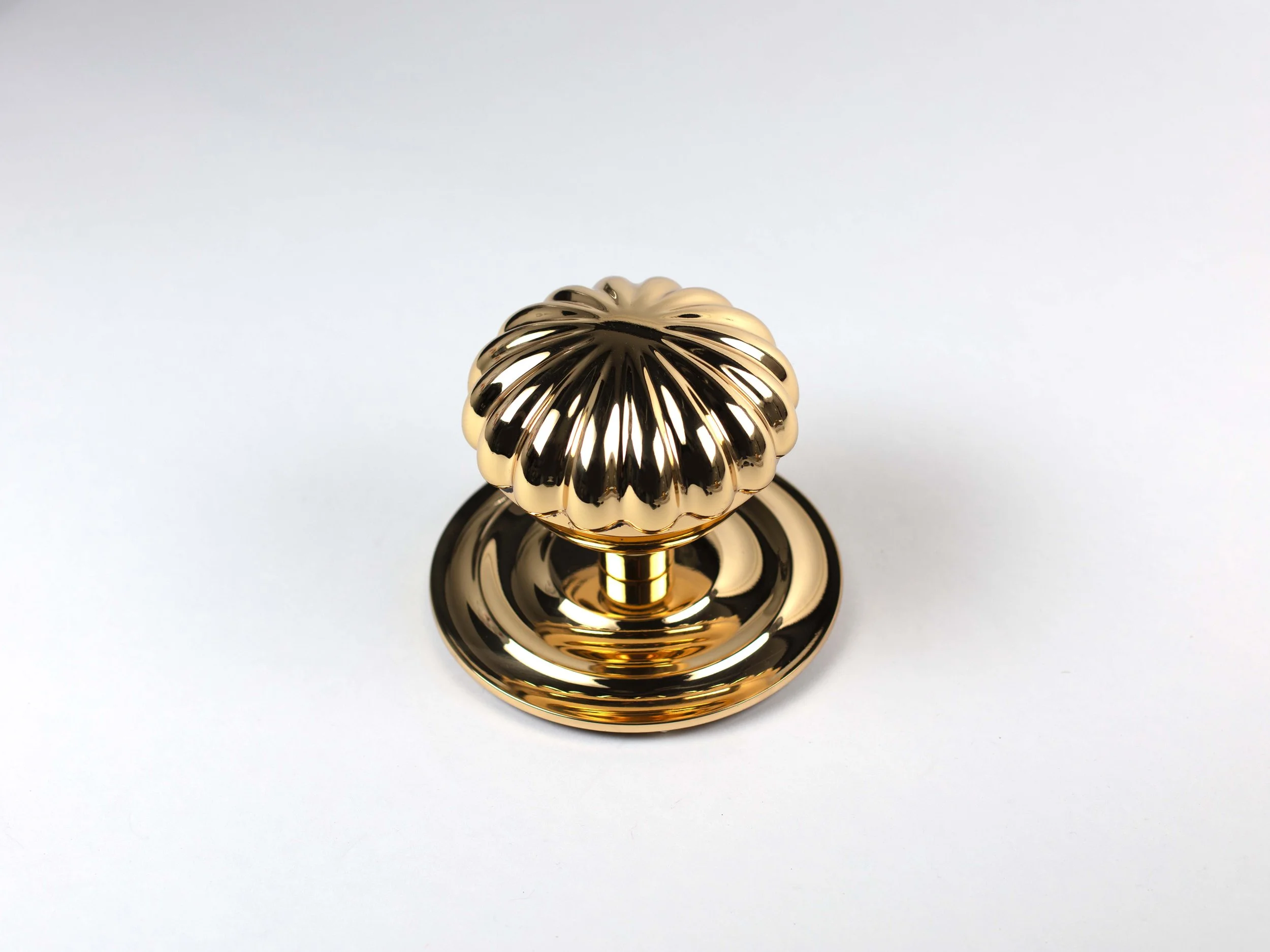 oversized large custom door knob and rose in polished brass