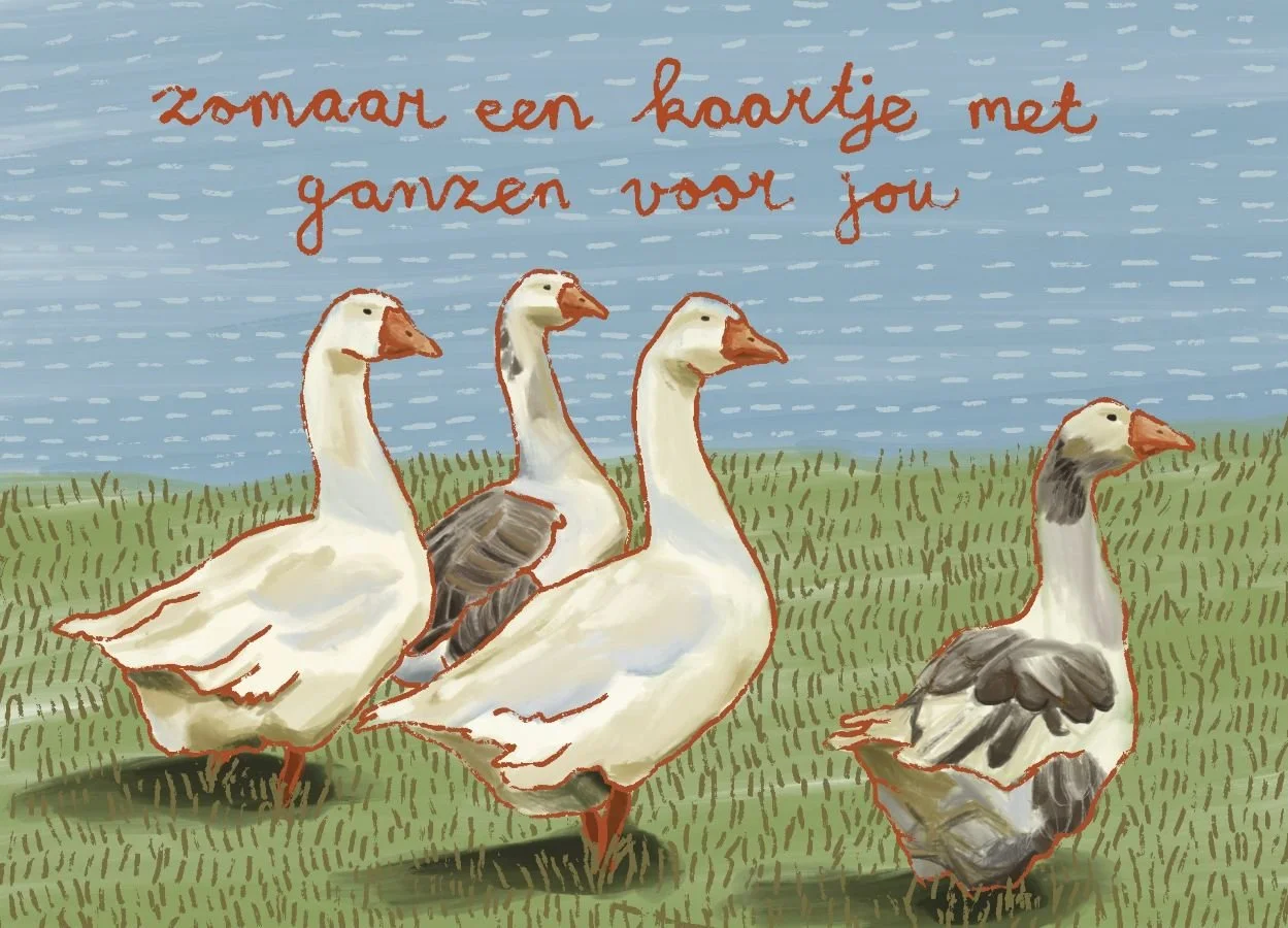 Een kaartje met ganzen