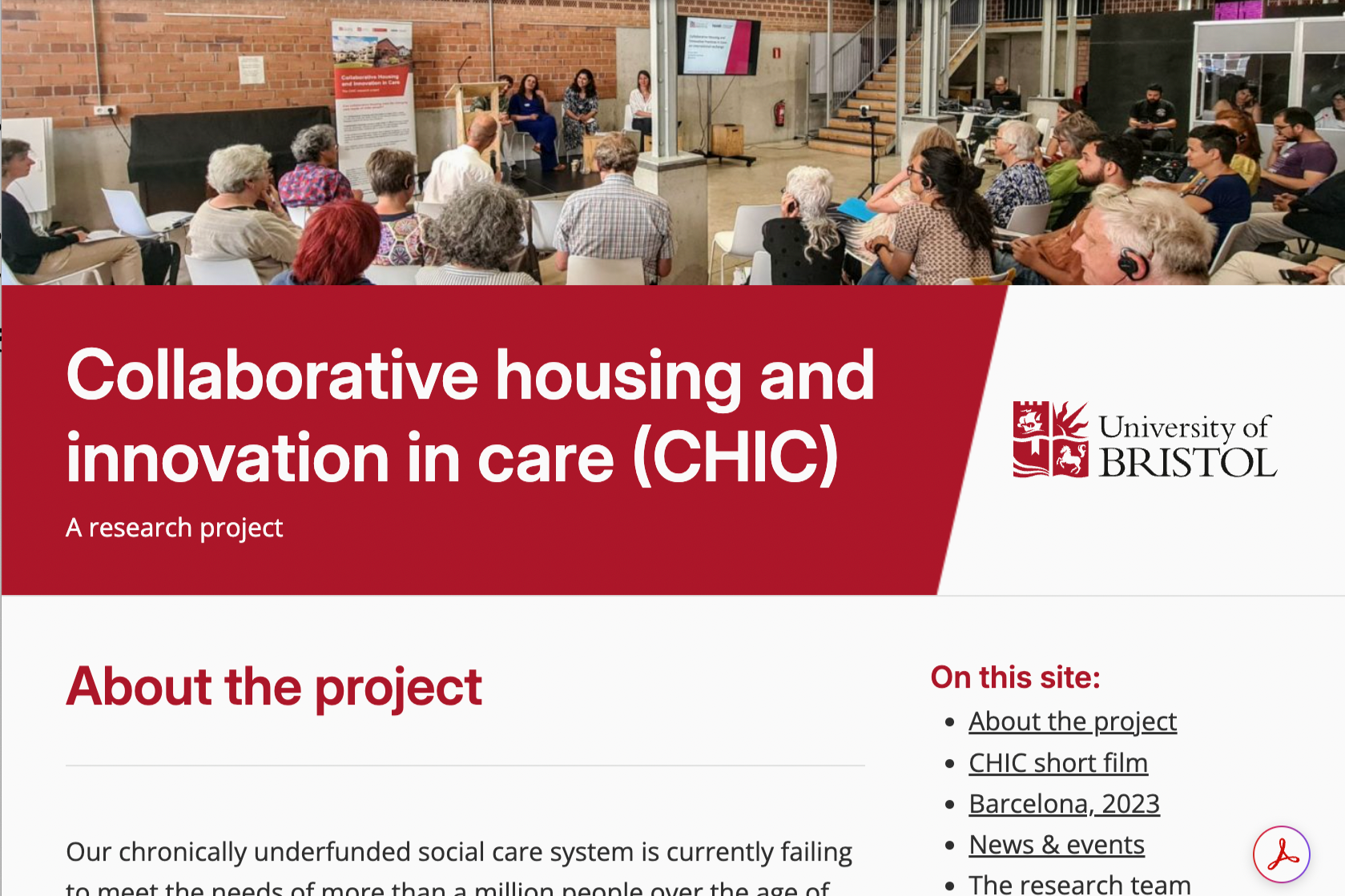 WEBPAGE: Exploring the ways in which collaborative housing might help meet the changing care needs of older people. 