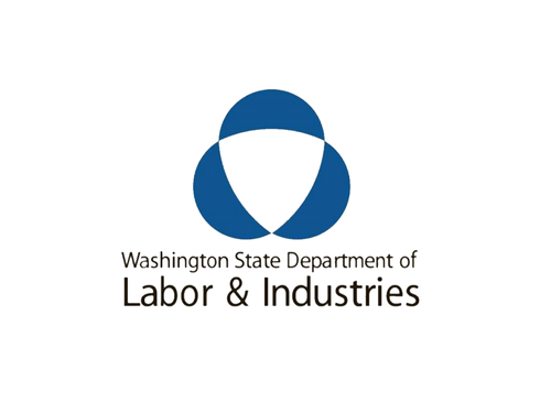 Washington State Department of Labor & Industries logo with a blue geometric design above the text.