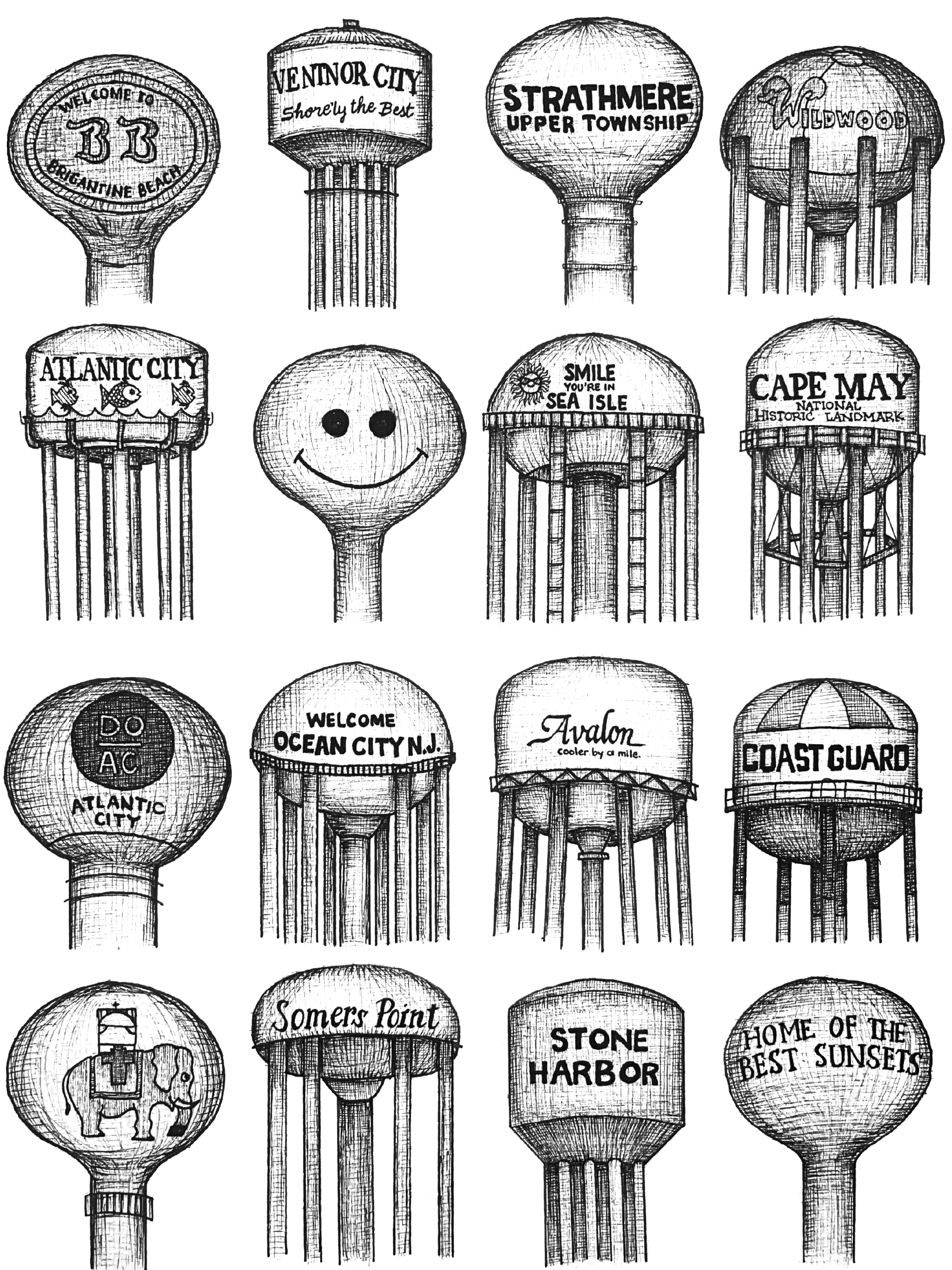 Water Towers BW.png