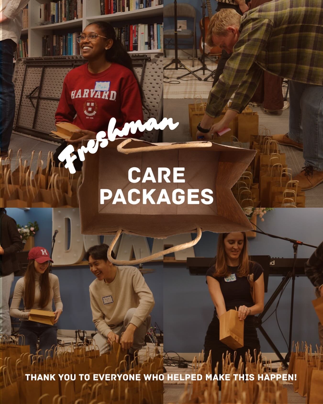 This past week, HUFA organized care packages for every freshman dorm on campus! We are so blessed for all the people who helped pack and deliver each bag, and pray for an abundance of love and warmth throughout Harvard during this cold season ❄️🛍️🎁